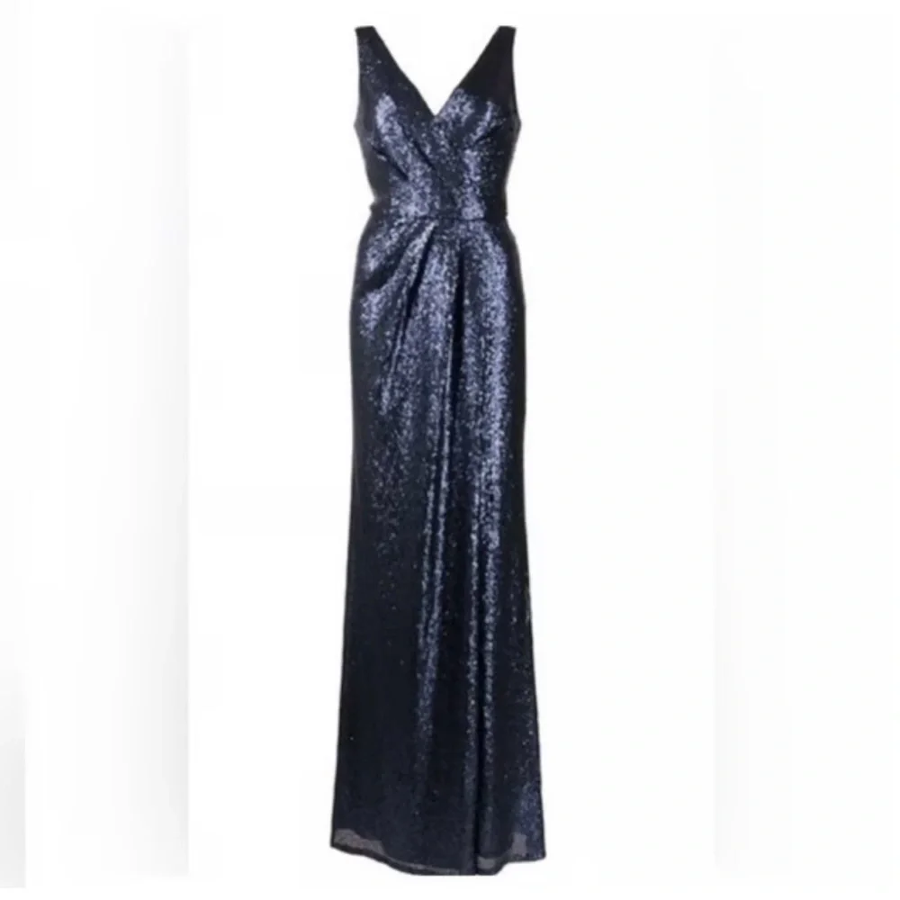 MARCHESA NOTTE BRIDESMAID**Elegant Navy Sequin Evening Gown***US 6 $385 NWT